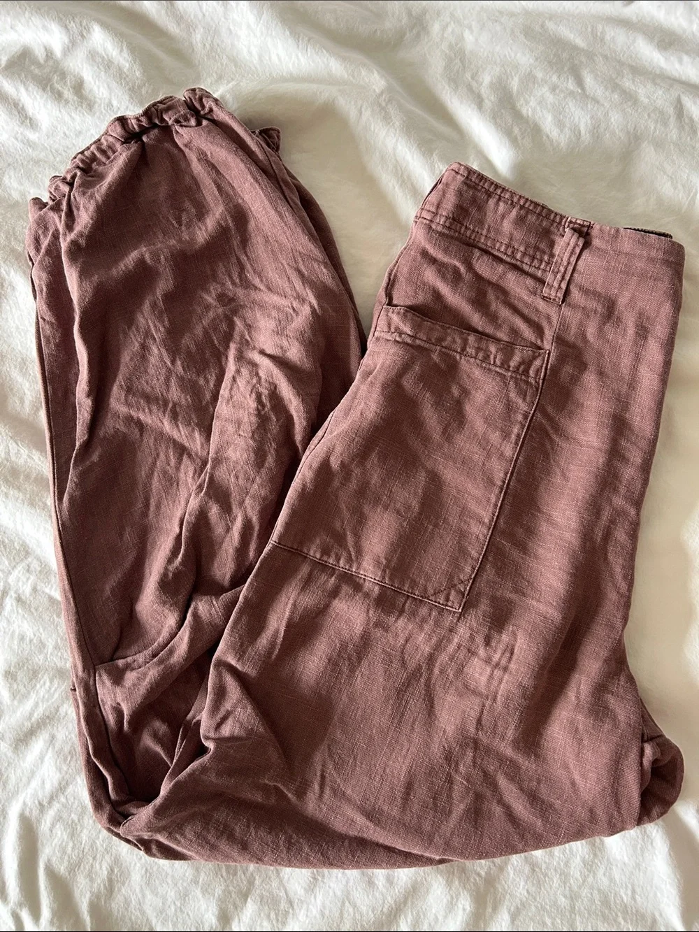 NWOT Free People Bondi Sands Pull on Trouser mid rise elastic jogger linen